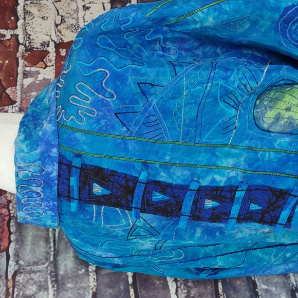 Chico's Embellished Silk Shirt/Jacket - Picture 7 of 10